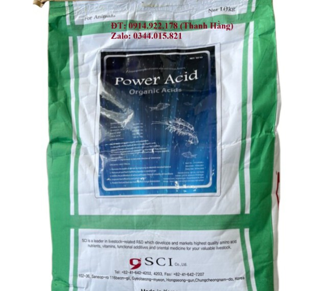 Acid hữu cơ Power Acid hỗ trợ đường ruột thú y, thủy sản